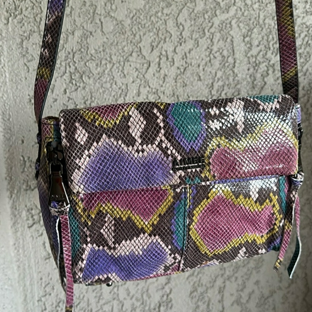 Aimee Kestenberg Multicolor Python Snakeskin Pattern Leather Bag NWNT
